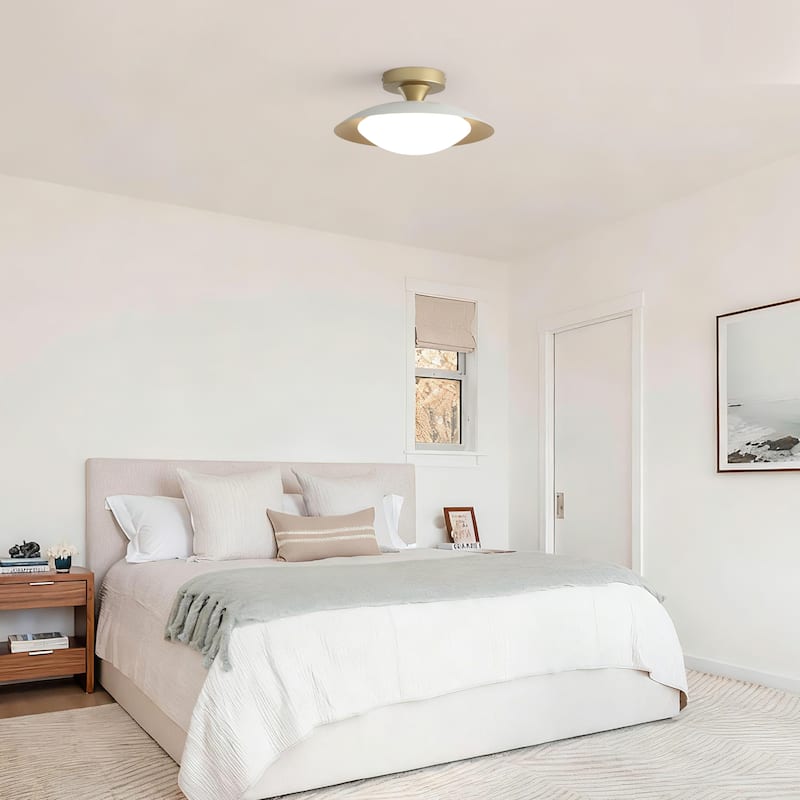 11.8-in W LED Compatible Mid-Century Modern Semi Flush Mount Ceiling Light