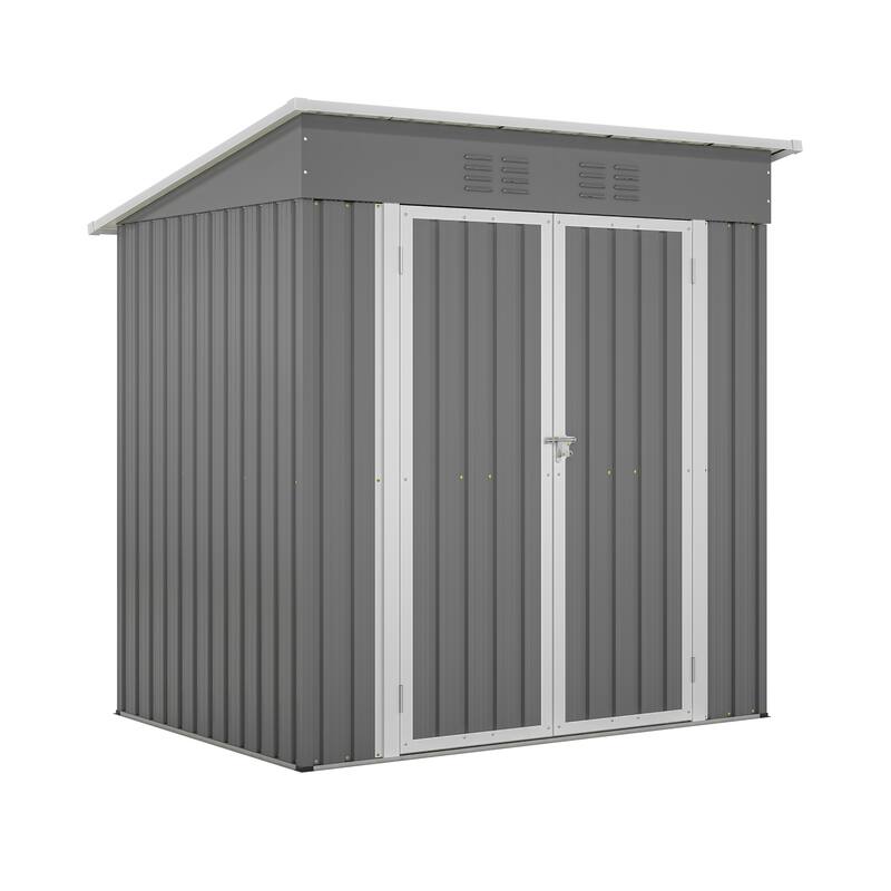 6'x4' Outdoor Metal Storage Shed Lockable - White