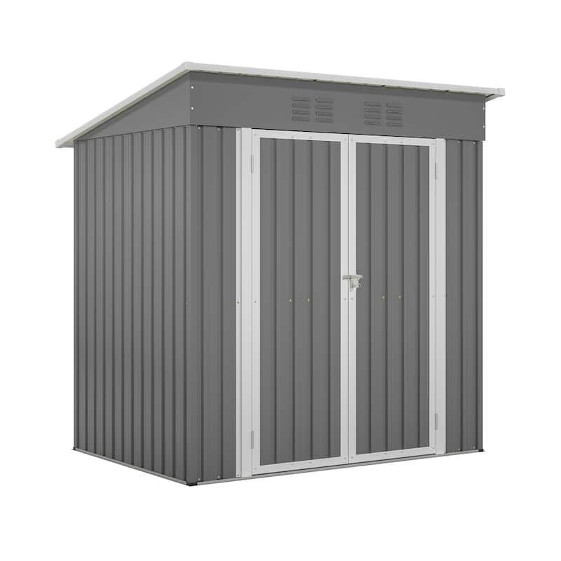 Outdoor Metal Shed House with Double Lockable Door Weatherproof Storage Shed Tool Shed Pet Shed for Backyard