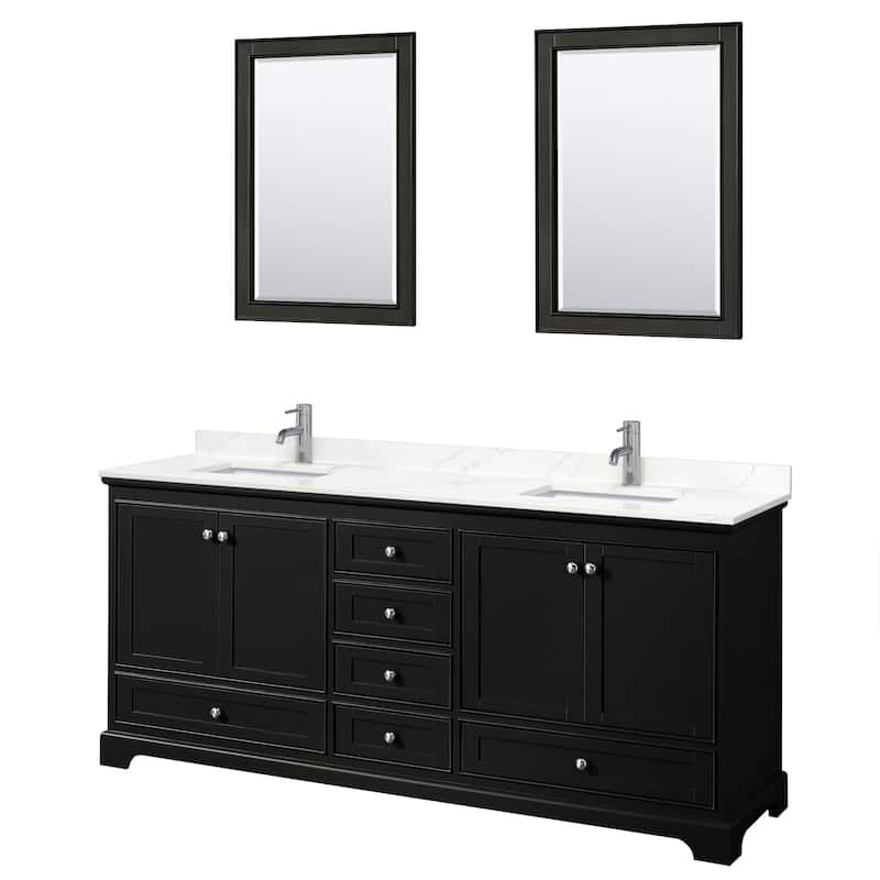 Deborah 80-inch Double Vanity, Quartz Top, 24-inch Mirrors