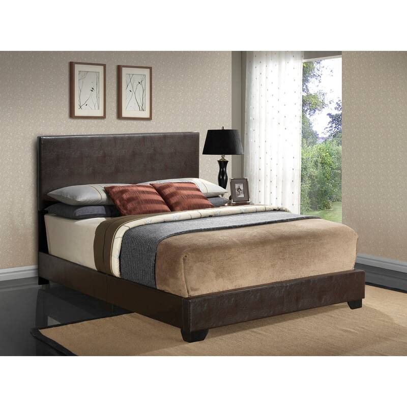 Faux Leather Upholstered Panel Full Bed - 81" - Brown