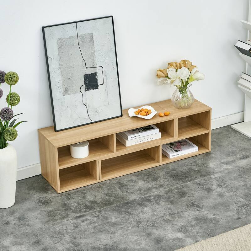 2 Pieces Cube TV Stand,Free Combination Gaming Entertainment Center Media Stand - Burly Wood
