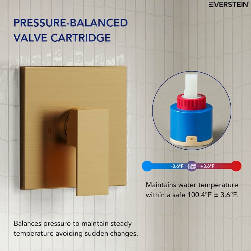 Stainless Steel Rainfall Shower Head, Single-Function Shower Faucet with Pressure-Balanced Valve
