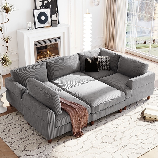 Modern Velvet Sectional Sofa Oversized Modular Sectional Sofa w Ottoman Luxurious L Shaped Corner Sectional Set 7 Seater Couch On Sale Bed Bath Beyond 39066322