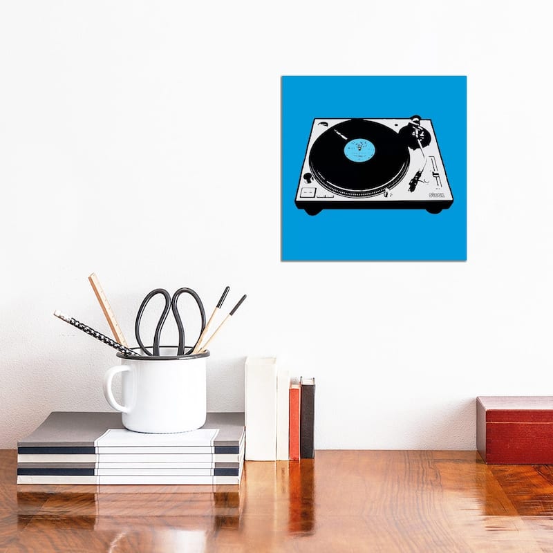 iCanvas "Turntable Blue Poster" by Steez Canvas Print - 12x12x1.5