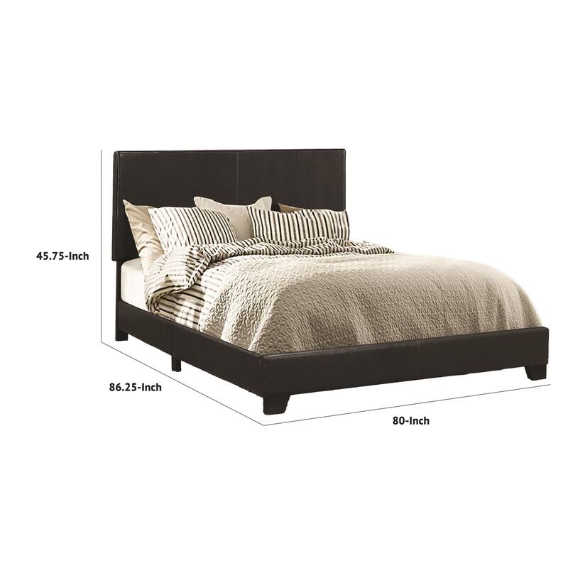 Leather Upholstered Eastern King Size Platform Bed, Black