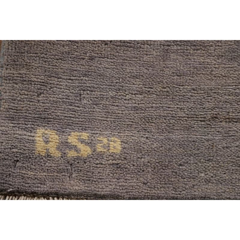 Hand Knotted Oriental 100% Wool Carpet Modern Modern Greys & Charcoal Gabbeh Area Rug - 4' 0'' X 2' 7''