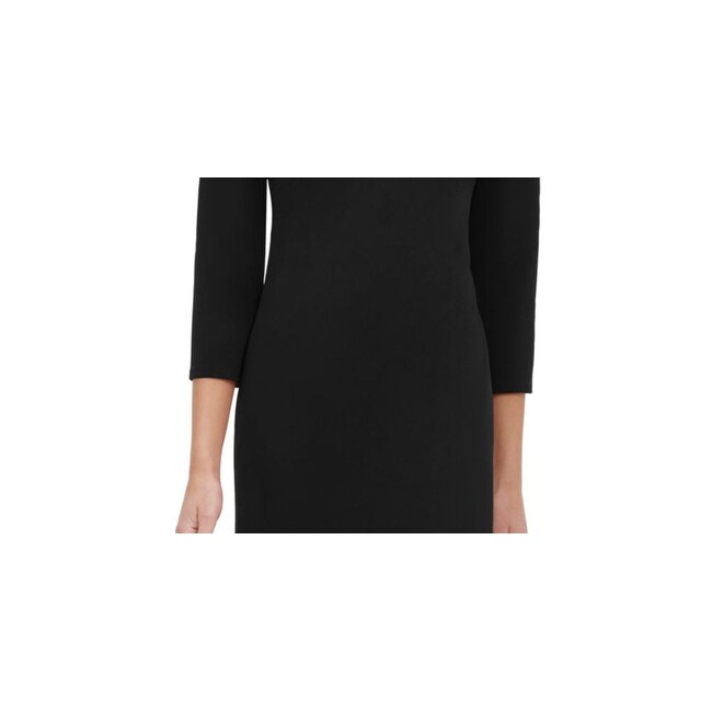 tommy hilfiger black dress long sleeve TOMMY HILFIGER Womens Black Long Sleeve Short A-Line Dress Petites Size: 8P
