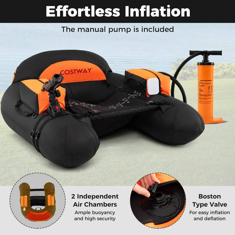 Costway Inflatable Float Tube with Adjustable Fishing Rod Holder Fish - See Details