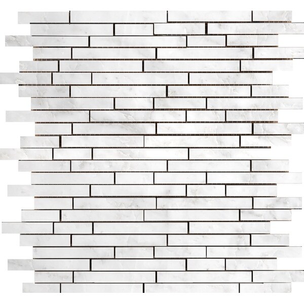Emser Tile M05WINT1213MOL Marble - Random Linear Mosaic Wall Tile - Polished Marble Visual - Winter Frost