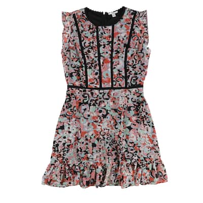 bar III Womens Floral Ladder Trim A-line Dress,, Multicoloured, 10