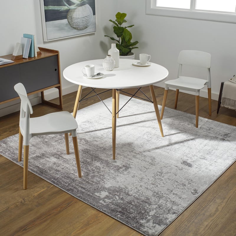 Livabliss Wanderlust Industrial Area Rug - 6'7" x 6'7" Square - Silver