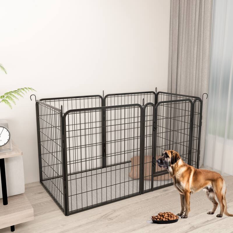 8 Panels Heavy Duty Metal Pet Fence Playpen Kit Indoor/Outdoor Pet Dog Fence Playground Exercise Pen (31.7 in. H x 27.4 W)