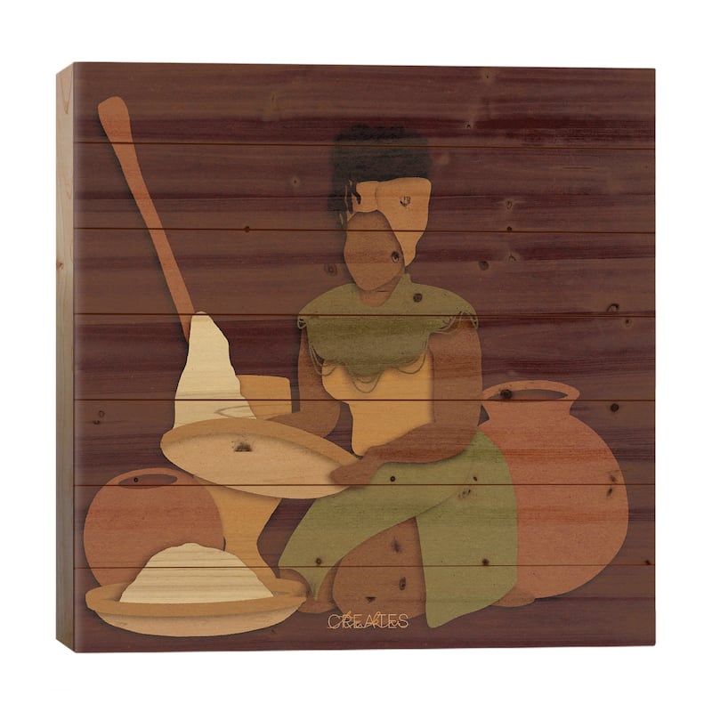 Kumusha Print On Wood by Taku Creates - Multi-Color - 26x26x1.5