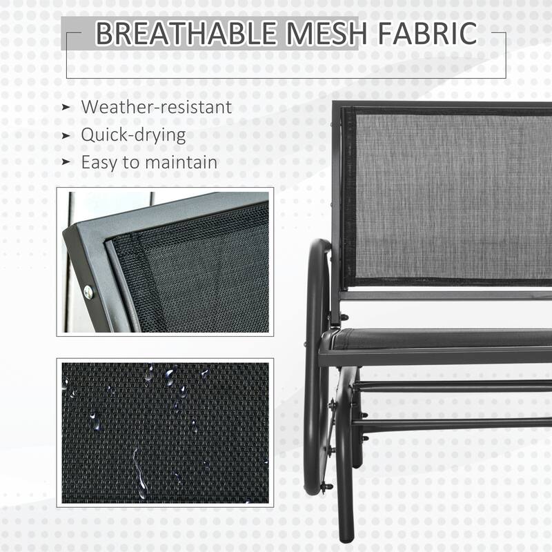 Outsunny Glider/Rocking Chair Set with Breathable Mesh Fabric, Curved Armrest