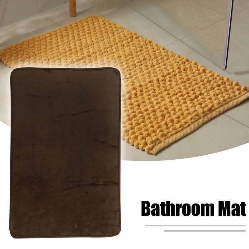 Solid Color Pattern Bathroom Rugs, Polyester Bath Mat, Machine Washable 80x50cm - Brown