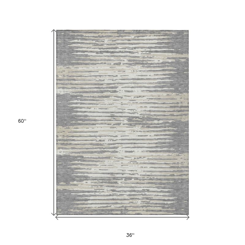 HomeRoots Striped Transitional Rectangle Outdoor Rug