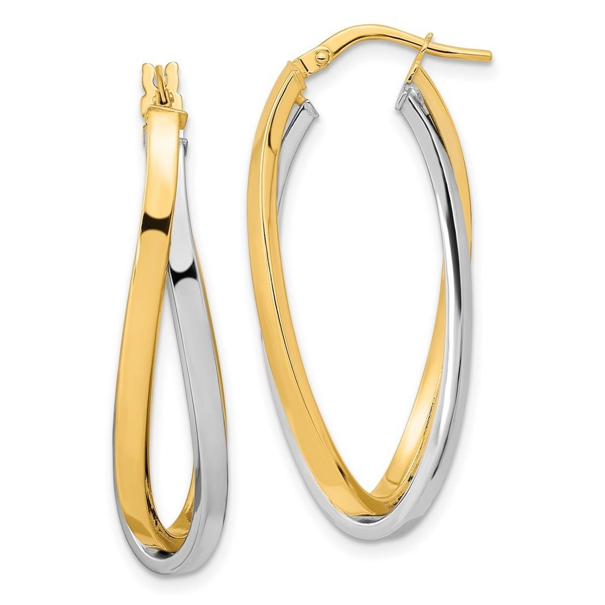 Curata 14k Two Tone Polished Oval 4x36mm Double Hoop Earringss