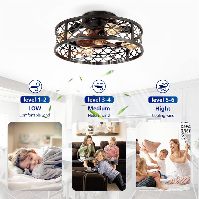 20" Flower Style Iron Ceiling Fans with Remote Control, NOT Included Bulbs