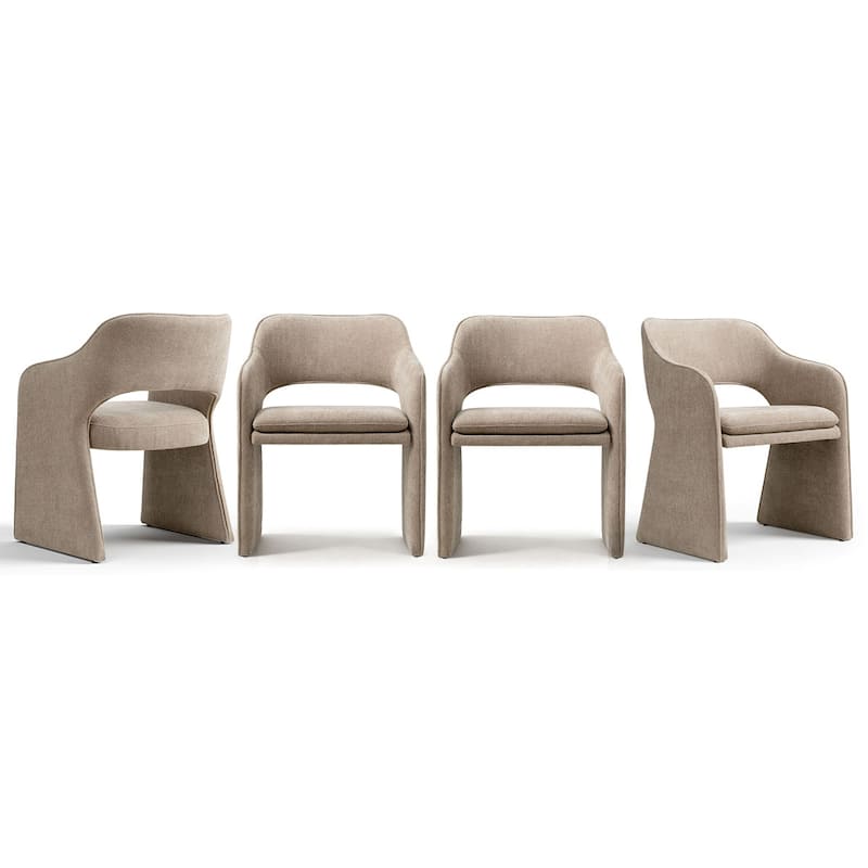 19" Seat Height Upholstered Fabric Dining Armchair (Set of 4)