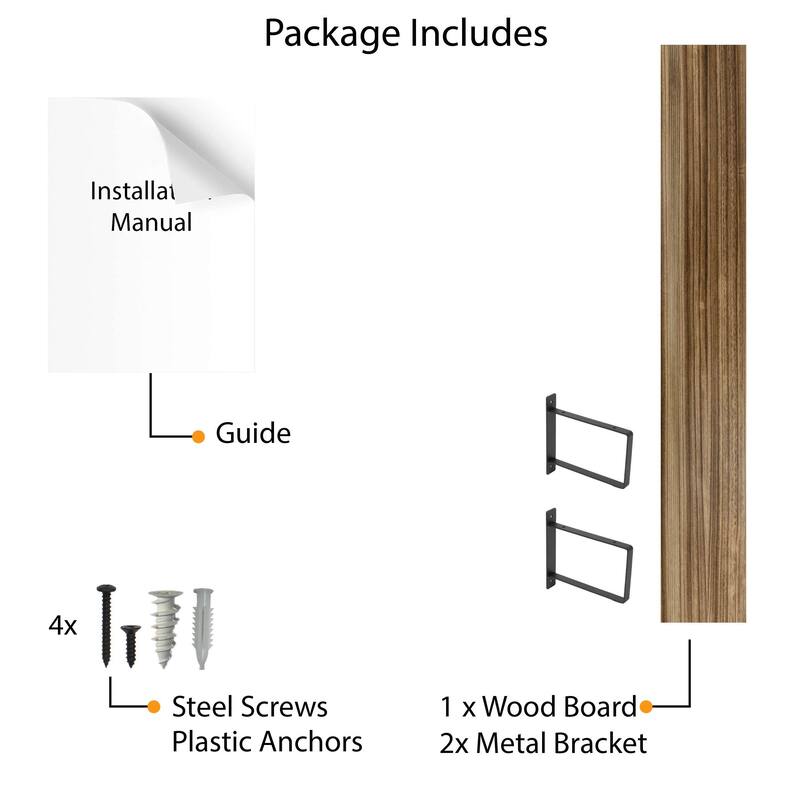 Wallniture Toledo 48 Inch Wooden Shelf for Living Room, Office Shelf, Wall Mounted Bookshelf, Farmhouse, Burnt, 1 Pc