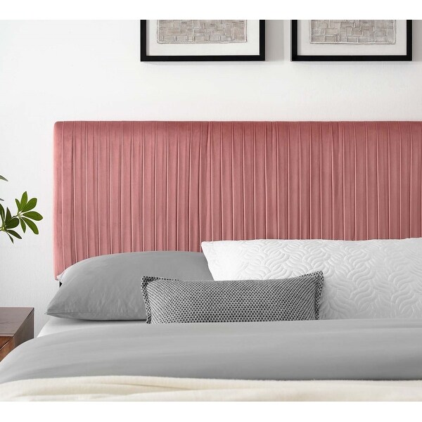 Montrose Heather Pink Velvet Upholstered Twin Size Headboard Bed