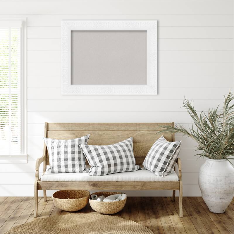 Luxe White Framed Cork Board - Bulletin Board, Organization Board, Pin Board