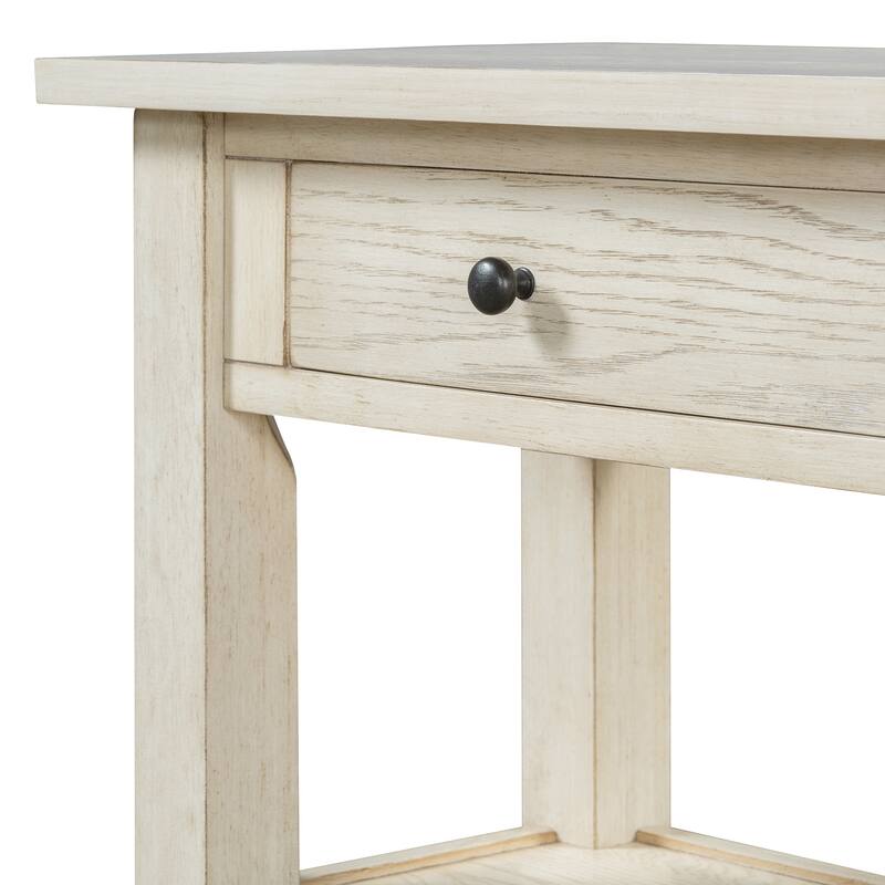 36" Retro Console Table with Drawer and Two Sturdy Shelves for Entryway or Living Room