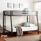 preview thumbnail 1 of 6, Black Bunk Bed Metal Full XL/Queen Bunk Bed with Protective Fence - Safe and Stylish Design Black