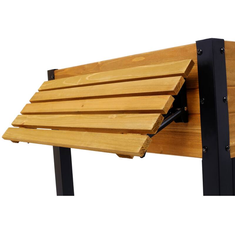 Village Garden Beds Garden Flower Pot Racks with Folding Storage Shelf and Metal Leg for Growing Herbs Vegetables Flowers