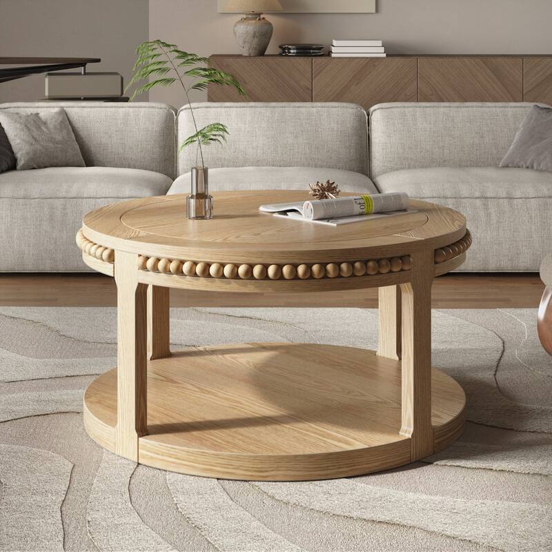 31.5 Inch Round Solid Wood Coffee Table & Sofa Table