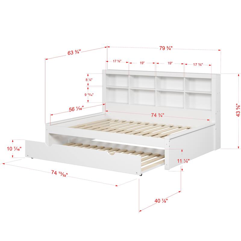 Full Bookcase Daybed in White