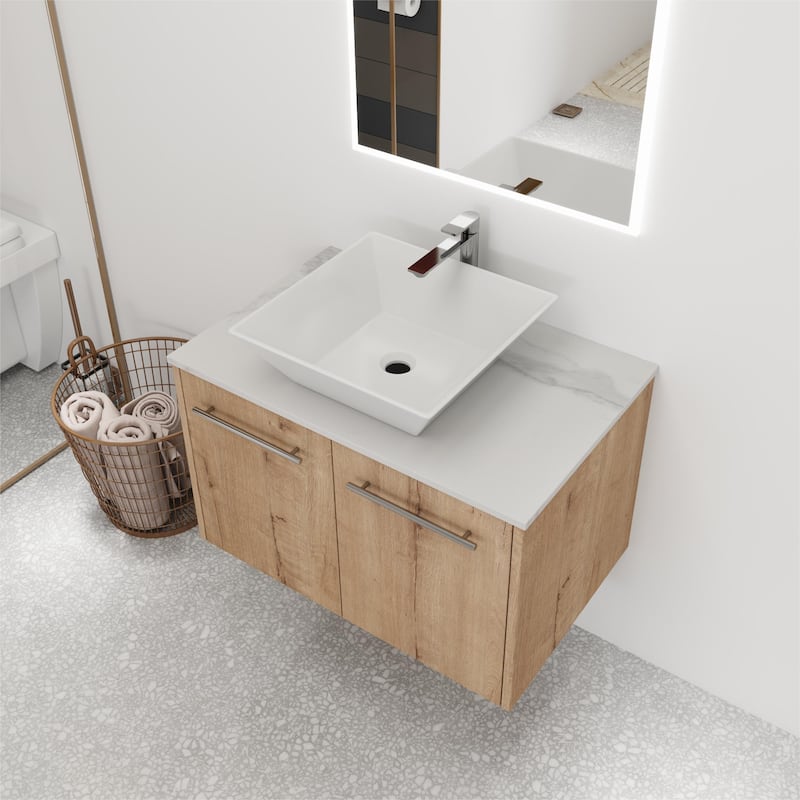Bathroom Vanity With Sink In 24/30 Inch, Floating Bathroom Vanity With Soft Close Door - 29.5"W x 18.9"D - IMO with sink-101
