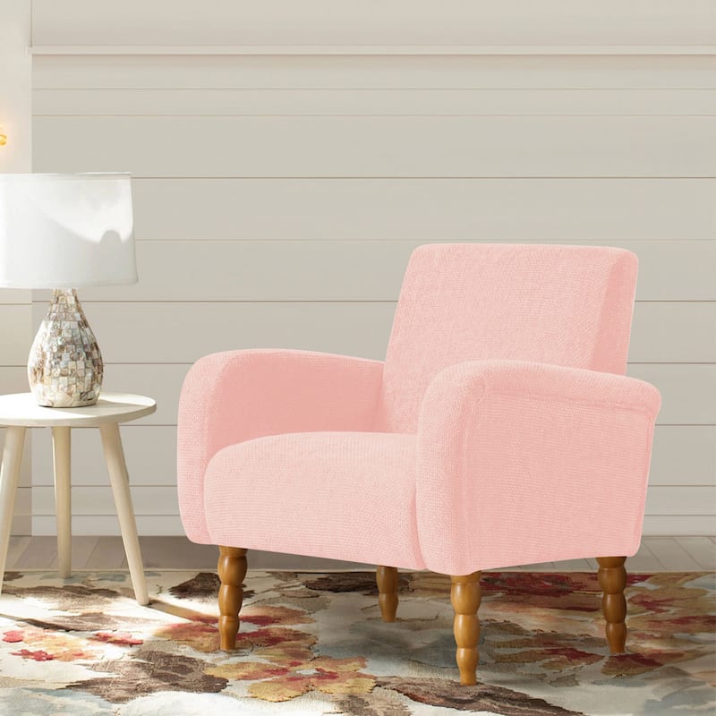 Fabric Armchair Accent Chair with Arms & Wood Legs