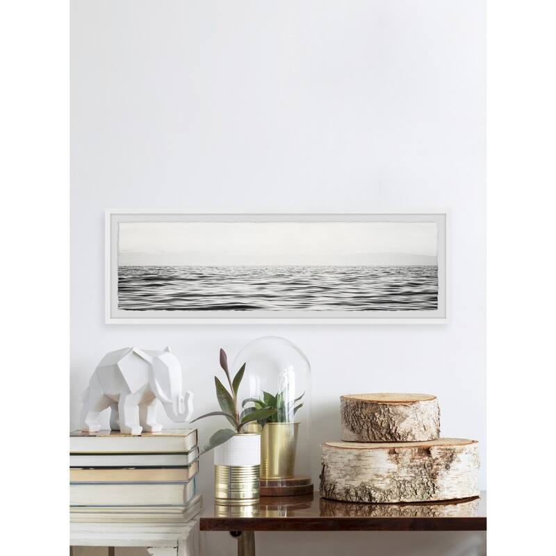B&W Sea Framed Wall Art, Coastal Serenity - Tranquil Ocean-Inspired Wall Décor
