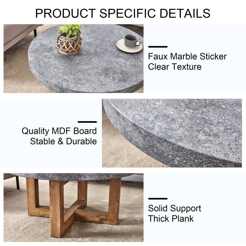 Modern Gray Texture MDF Round Coffee Table