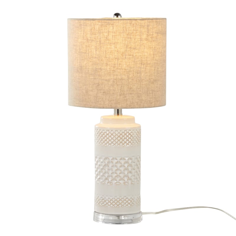Casa 21" Ceramic Table Lamp w/ Cylindrical Base & Linen Shade (Set of 2)