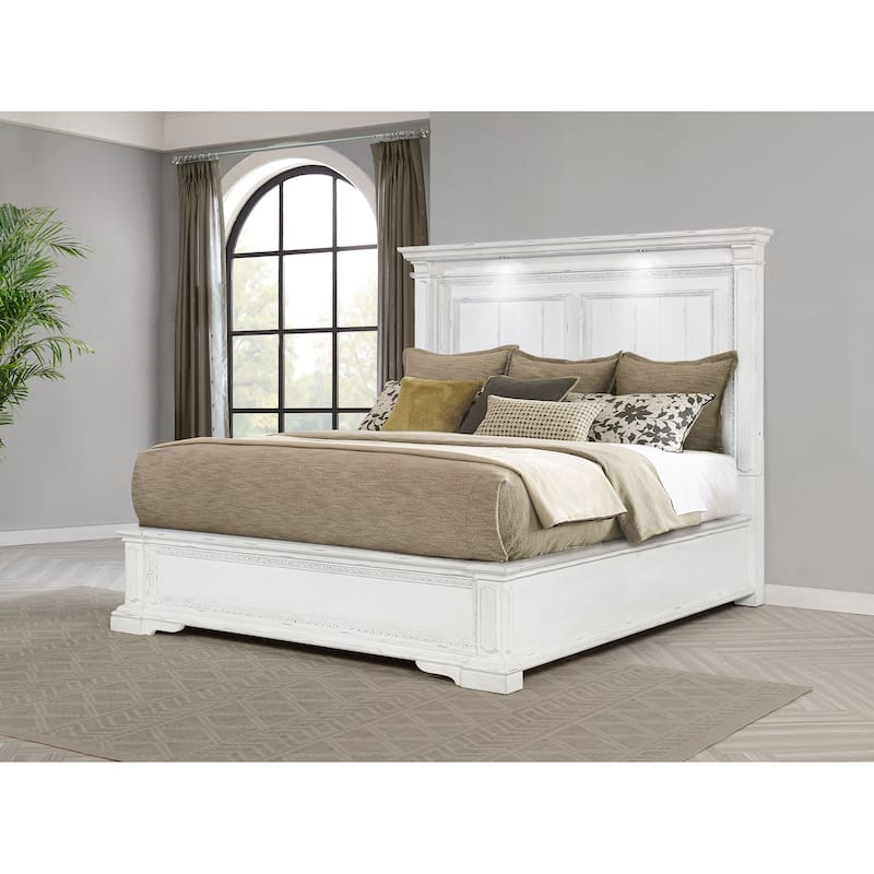 McKinney LED Light Panel Bed Vintage White