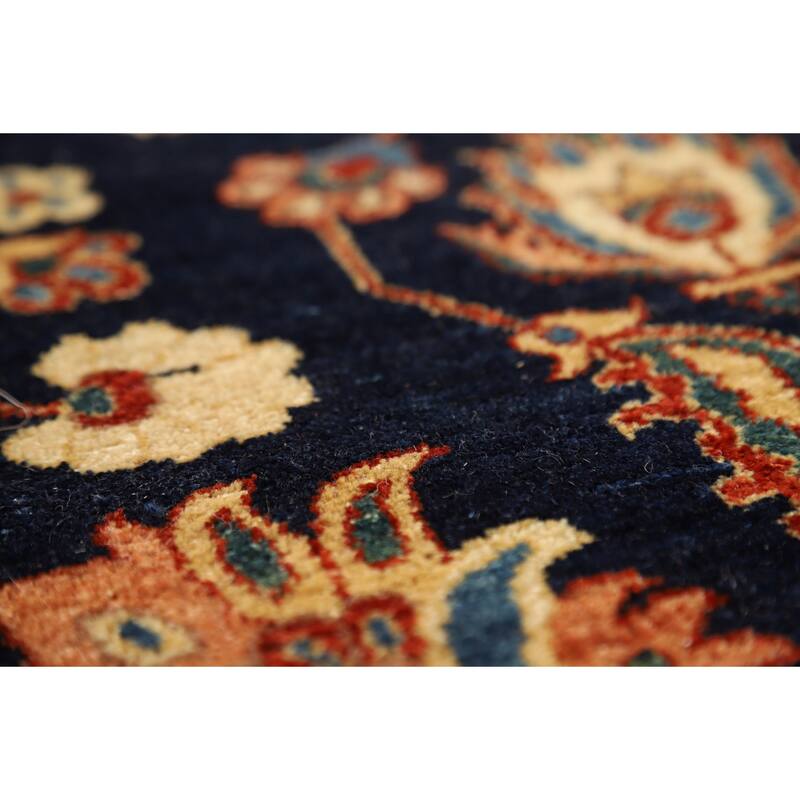 Vegetable Dye & Navy Blue Tabriz Persian Rug Hand-Knotted Wool Carpet - 5'0"x 6'7"
