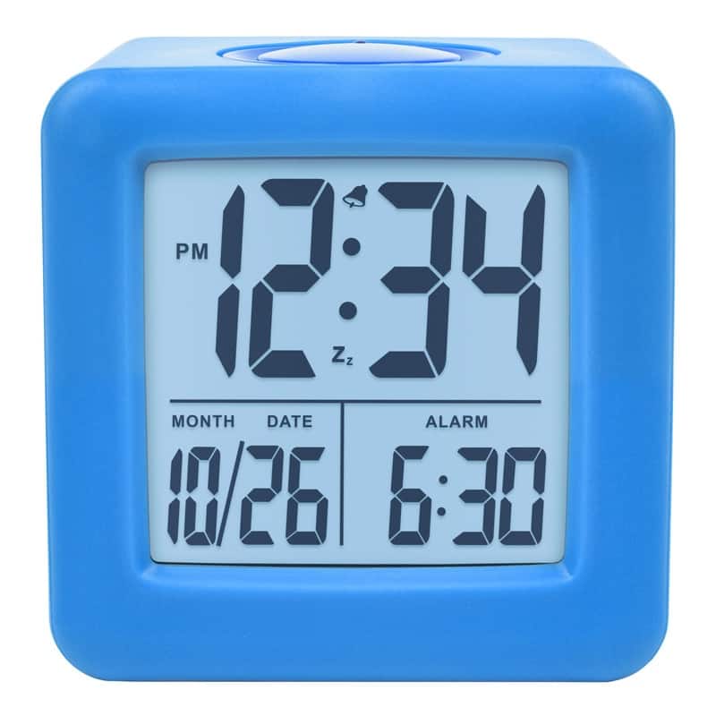 Equity by La Crosse Blue Soft Cube LCD Alarm Clock with Smart Light