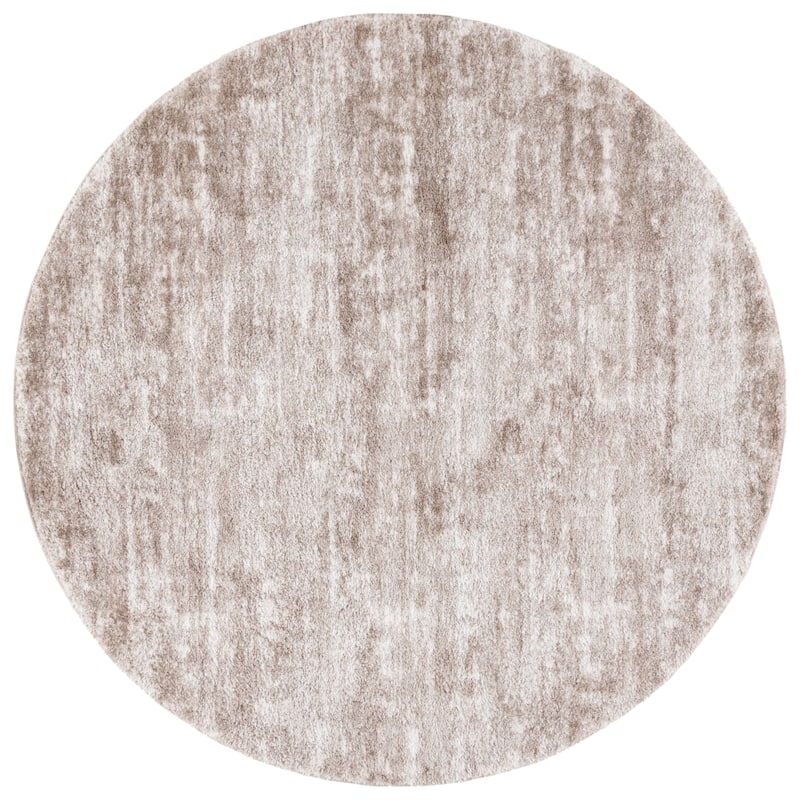 SAFAVIEH Penelope Soazic Shag Modern Rug - 6'7" Round - Taupe/Ivory