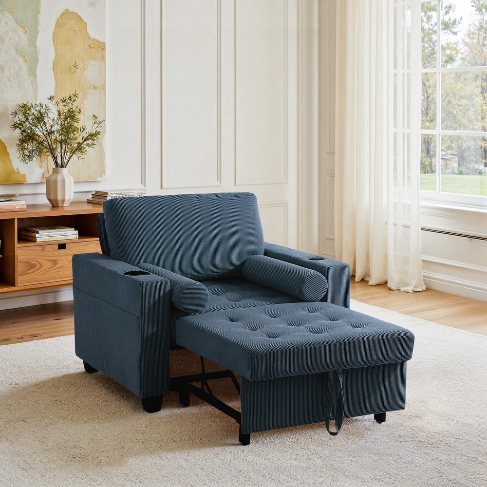 39" Adjustable Recline Convertible Sleeper Accent Chair with USB Port