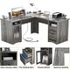 preview thumbnail 47 of 70, Modern Farmhouse L-Shape Desk with File Cabinet and Drawers, Homer Office Executive Desk with Charge Station