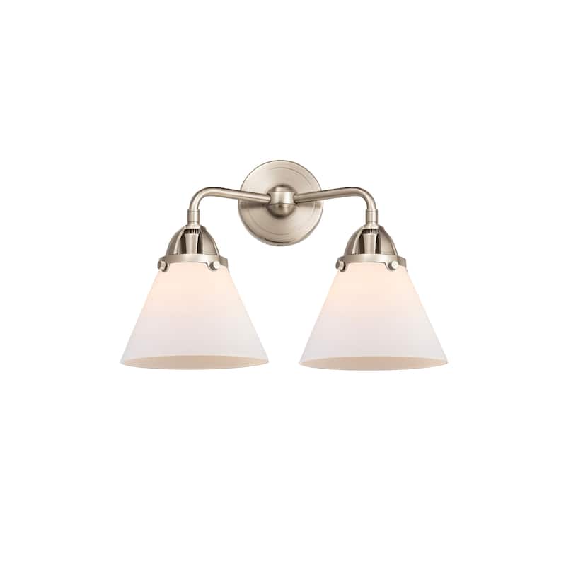 Innovations Lighting Nouveau 2 Cone - 2 Light 16" Bath Vanity Light - Matte White/Brushed Satin Nickel