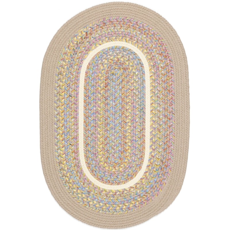 Rhody Rug Kid's Place Indoor/Outdoor Braided Area Rug - Sand Beige - 8' x 11' Oval