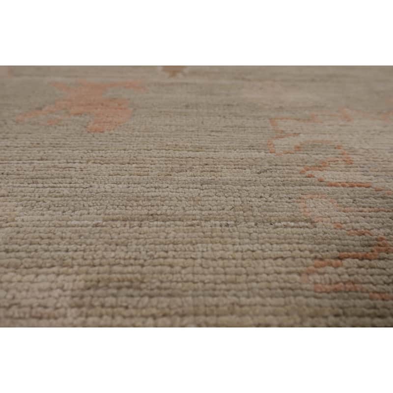 Vegetable Dye Oushak Oriental Area Rug Handmade Green Wool Carpet - 8'5"x 10'1"