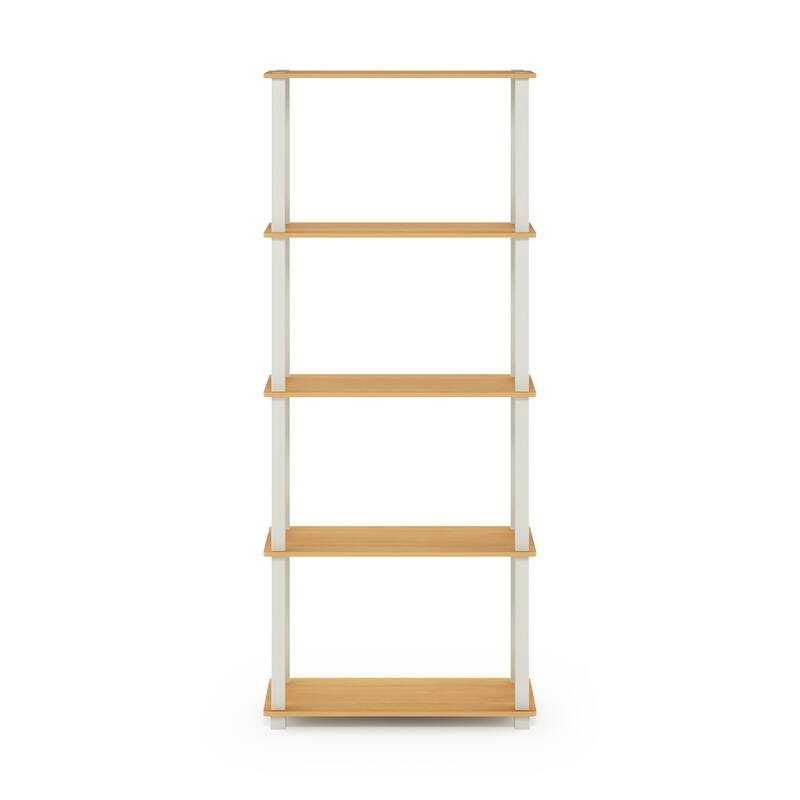 Furinno Turn-S-Tube 5-Tier Square Leg Multipurpose Display Rack - Beech/White