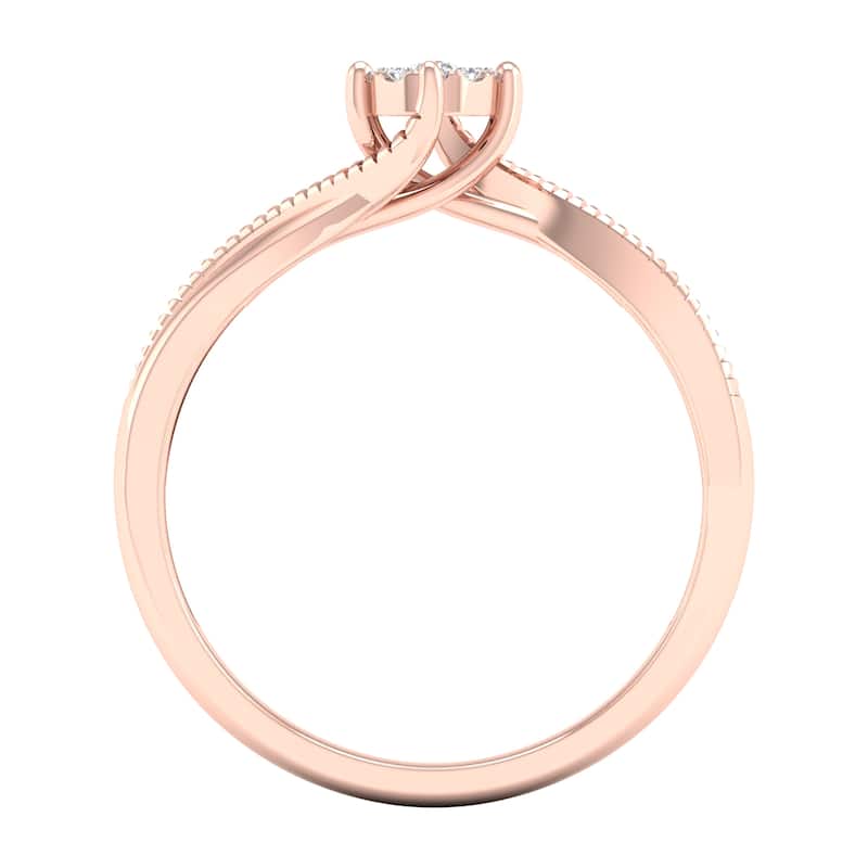 1/20ct TDW Diamond Cluster Bypass Ring in 10k or 14k Gold by De Couer