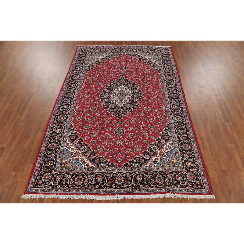 Traditional Floral Mashad Turkish Area Rug Red Machine Made Carpet - 6'5" x 9'9"