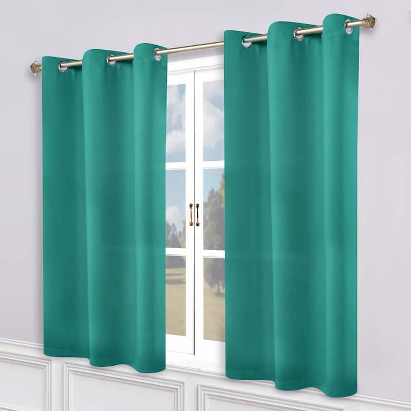 Superior Modern Solid Washable Room Darkening Blackout Curtains, Set of 2 Panels - 2PC- 52" x 63" - Cerulean Blue